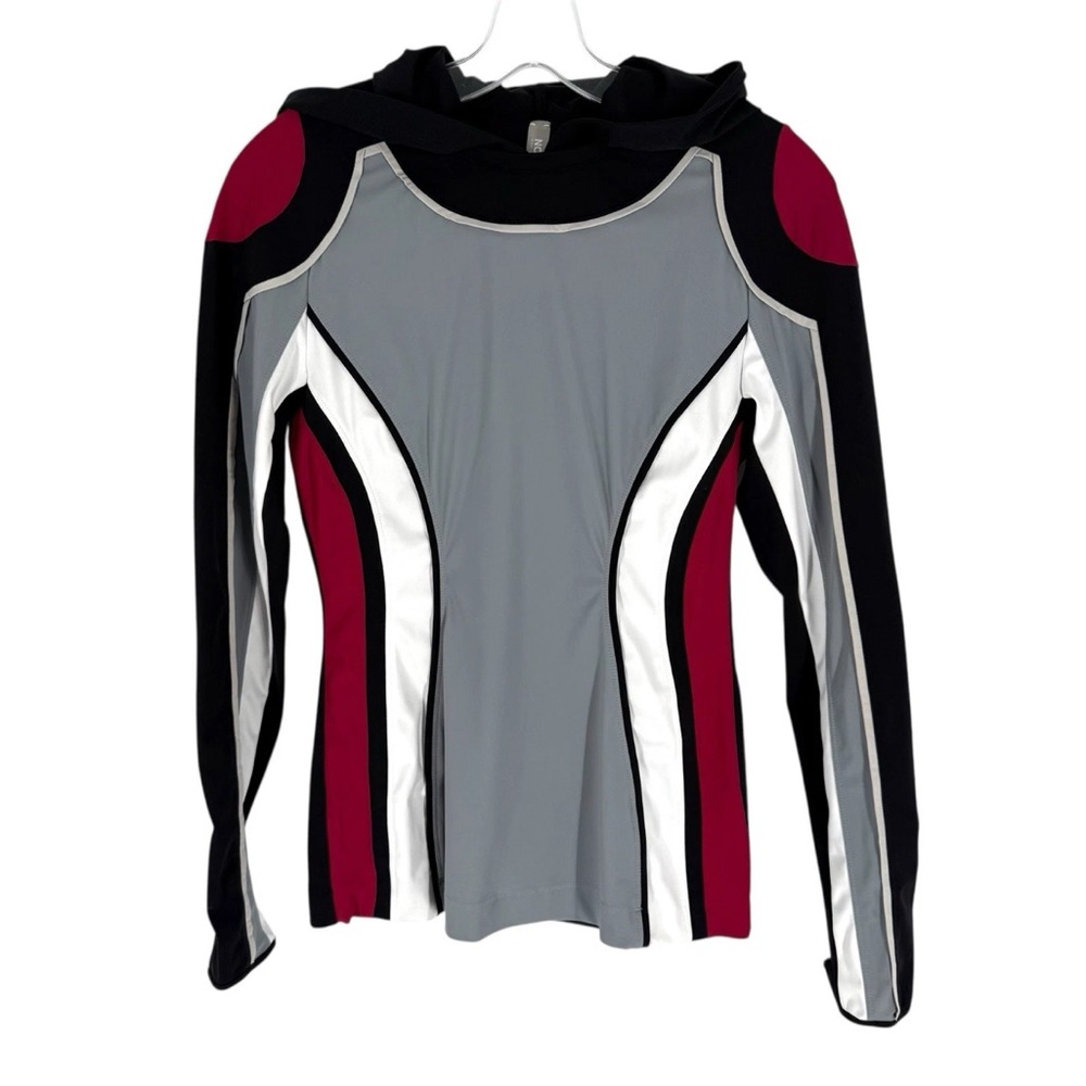 No Ka'oi Yoga Shirt Womens Size 2 Colorblock Hooded Workout Stretch Active